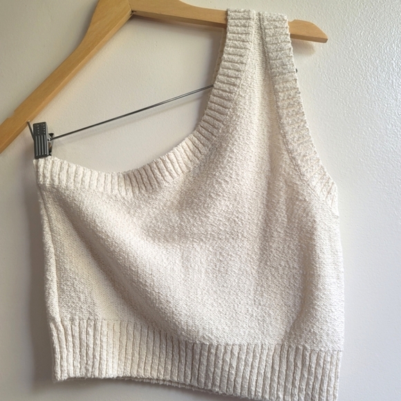 Madewell, Textural-Knit One-Shoulder Sweater Tank, Cream, Size Large - Picture 6 of 8